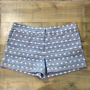 LOFT Blue and White Shorts with Geometric Pattern